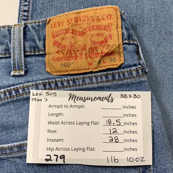 Levi's 505 Mens Straight Fit Blue Jeans Size 38x30 - Picture 2 of 11